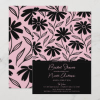 Encre noire marguerites rose bohème douche de mari