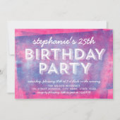 Invitation Encre rose et bleu roulée n'importe quel âge Anniv (Devant)