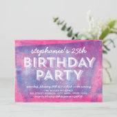 Invitation Encre rose et bleu roulée n'importe quel âge Anniv (Debout devant)