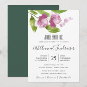 INVITATION ENCRE ROSE VIOLET AQUELLE FLORALE POUR ÉVÉNEMENT D (Devant / Derrière)