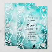 Invitation Encre sarcelle aquarelle éclaboussure sous la mer  (Devant / Derrière)