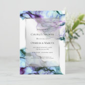 Invitation Encre Turquoise à écoulement Abstrait à cadre d'ar (Debout devant)