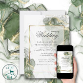 Invitation Encre verte mariage Gold Muet