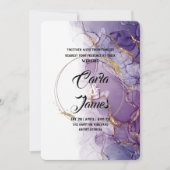 Invitation encre violette moderne Aquarelle mariage élégant (Devant)