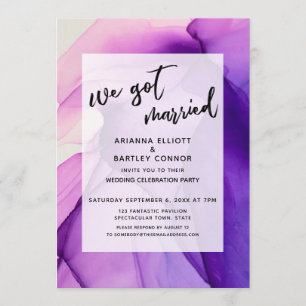 Invitation Encre Violette Nous nous sommes mariés Réception u
