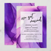 Invitation Encres Violets Nous nous sommes mariés Réception s (Devant / Derrière)