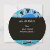 Invitation Énergie solaire MONOGRAMME Aqua Blue Abstrait (Dos)