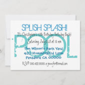 Invitation Enfant 13e anniversaire Pool Party Blue White W01 (Dos)