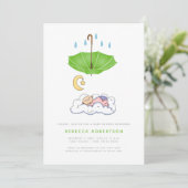 Invitation Enfant à dormir douche vert bébé (Debout devant)