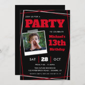 Invitation Enfant anniversaire 13/N'importe quel âge, rouge n (Devant / Derrière)