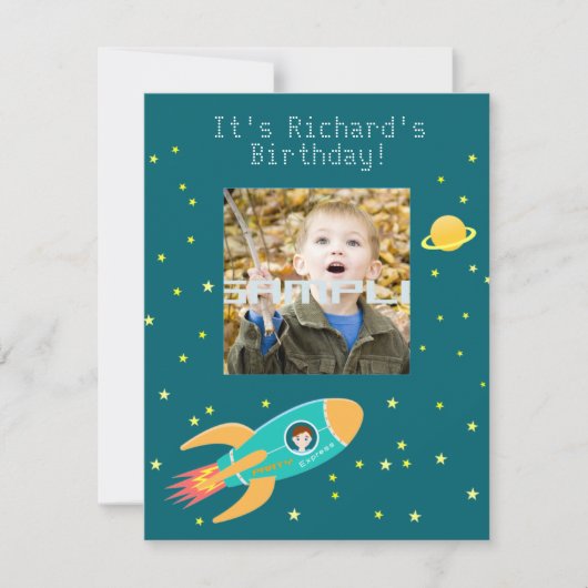 Invitation Enfant astronaute à la fête d'anniversaire de la l (Devant)