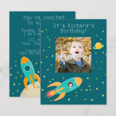 Invitation Enfant astronaute à la fête d'anniversaire de la l (Devant / Derrière)