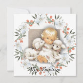 Invitation Enfant avec agneau - Batisme (Devant)