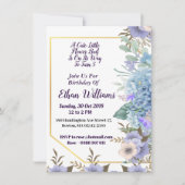 Invitation Enfant bleu doux Petit Bud Fleur Hydrangea Anniver (Devant)