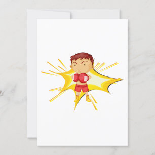 Invitation Enfant boxeur en gants rouges et short