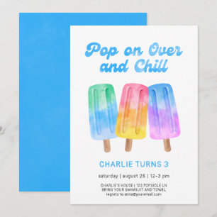 Invitation Enfant Coloré Popsicle Été Garçon 3ème Anniversair