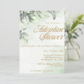 Invitation Enfant d'adoption végétale verte / Baby shower (Debout devant)