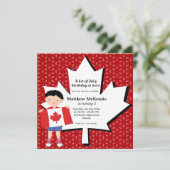 Invitation Enfant d'anniversaire canadien (Debout devant)