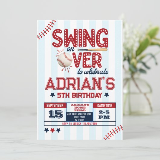 Invitation Enfant d'anniversaire de baseball (Debout devant)