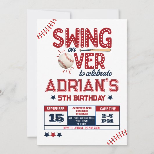 Invitation Enfant d'anniversaire de baseball (Devant)