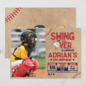 Invitation Enfant d'anniversaire de baseball Photo (Devant / Derrière)