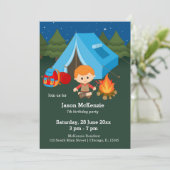Invitation Enfant d'anniversaire de camping (Debout devant)