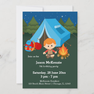 Invitation Enfant d'anniversaire de camping