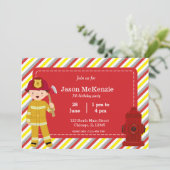 Invitation Enfant d'anniversaire de pompier (Debout devant)