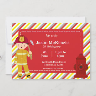 Invitation Enfant d'anniversaire de pompier
