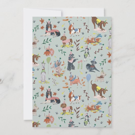 Invitation Enfant d'anniversaire Paw-ty mignon chiot chiens I (Dos)