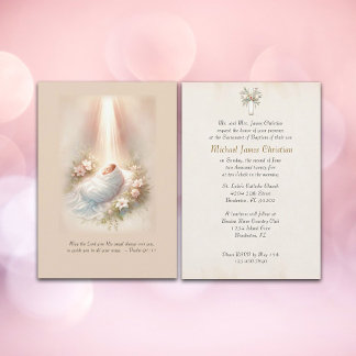 Invitation Enfant Dans Un Baptême Catholique Léger Et Doux