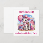 Invitation Enfant de 1 an de Pony Cowgirl (Devant / Derrière)