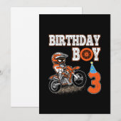 Invitation Enfant de 3 ans - Enfant d'anniversaire - Vélo de  (Devant / Derrière)