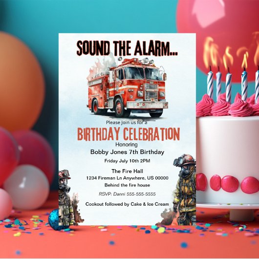 Invitation Enfant de fête d'anniversaire de pompiers