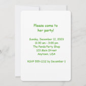 Invitation Enfant de fête d'anniversaire, nom, mignonette géa (Dos)