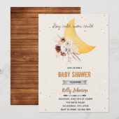 Invitation Enfant de la lune sauvage douche florale boho (Devant / Derrière)