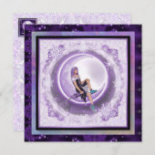 Invitation Enfant de lune violette (Devant / Derrière)