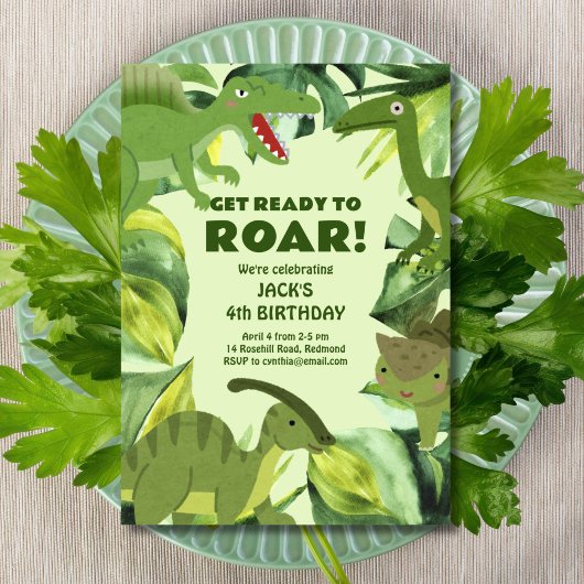 Invitation Enfant Dinosaures rugissant