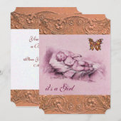 INVITATION ENFANT DORMIR AVEC BABY SHOWER DE FILLE DE BAIGNOI (Devant / Derrière)