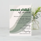 Invitation Enfant doux de la mienne Baby shower vert Invitati (Debout devant)