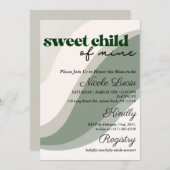 Invitation Enfant doux de la mienne Baby shower vert Invitati (Devant / Derrière)