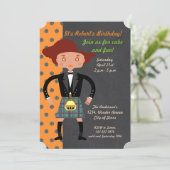 Invitation Enfant écossais avec kilt Birthday Party (Debout devant)