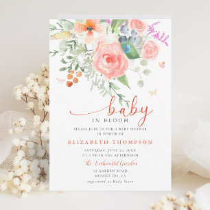 Invitation Enfant en Fleur Joyeux Jardin Floral Fille Baby sh