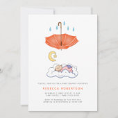 Invitation Enfant endormi douche parasol corail (Devant)