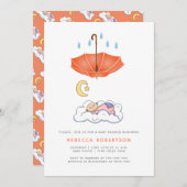 Invitation Enfant endormi douche parasol corail (Devant / Derrière)