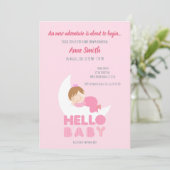 Invitation Enfant endormi sur la lune Baby shower Invitat (Debout devant)