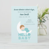 Invitation Enfant endormi sur le Baby shower de la lune Invit (Debout devant)