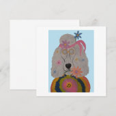 Invitation Enfant Fleur Caniche Hippie  (Devant / Derrière)