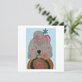 Invitation Enfant Fleur Caniche Hippie  (Debout devant)