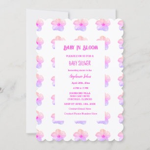 Invitation Enfant Floral En Fleur Pétunia Rose Baby shower Fi
